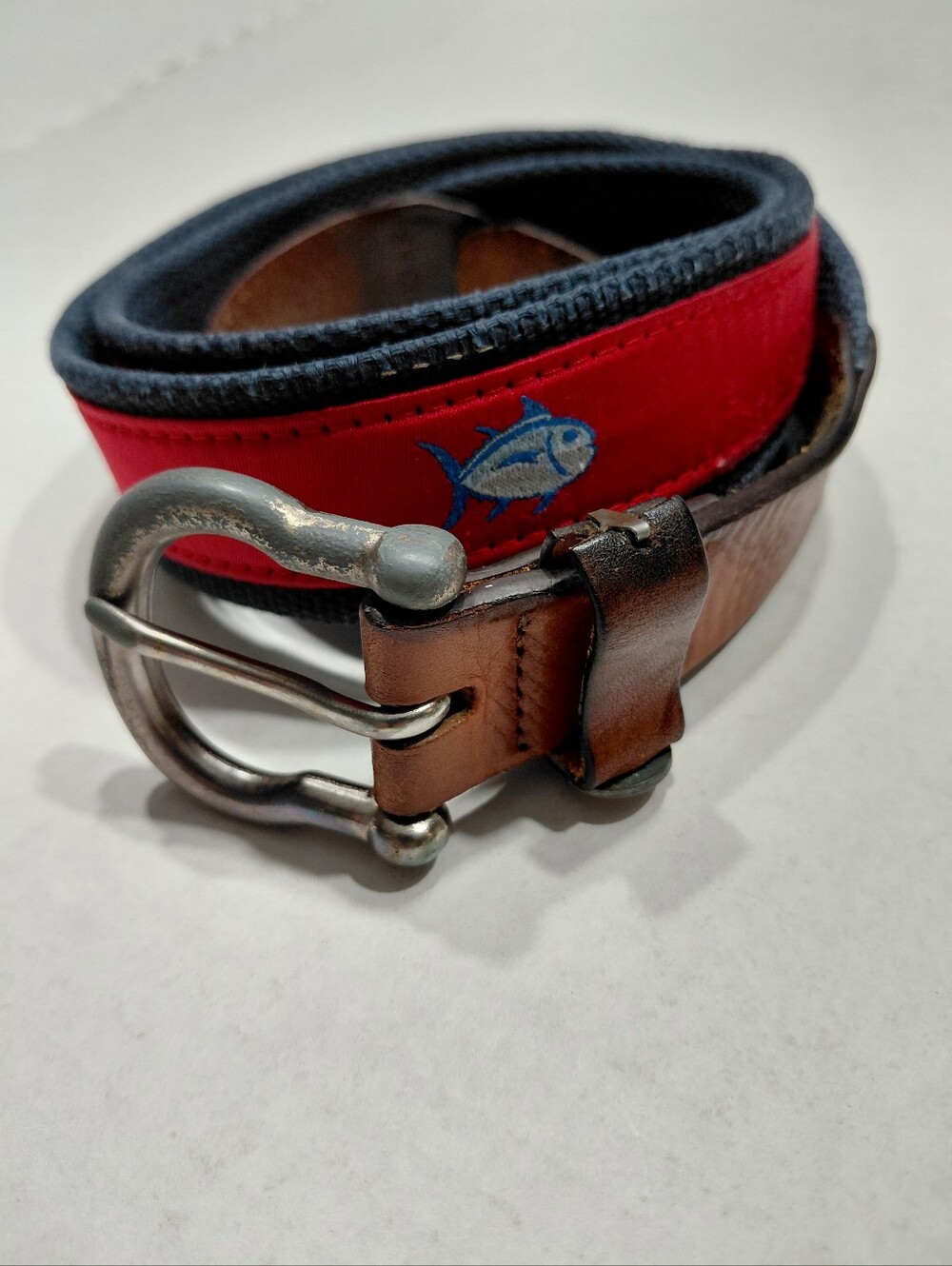 Southern Tide Blue Tuna Fish Fabric Belt